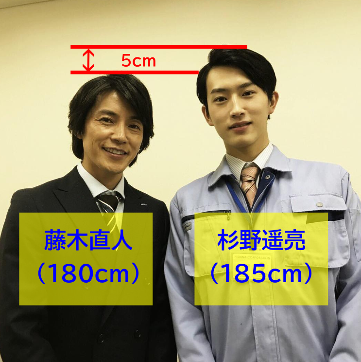 藤木直人さんと杉野遥亮さんの身長差5cm